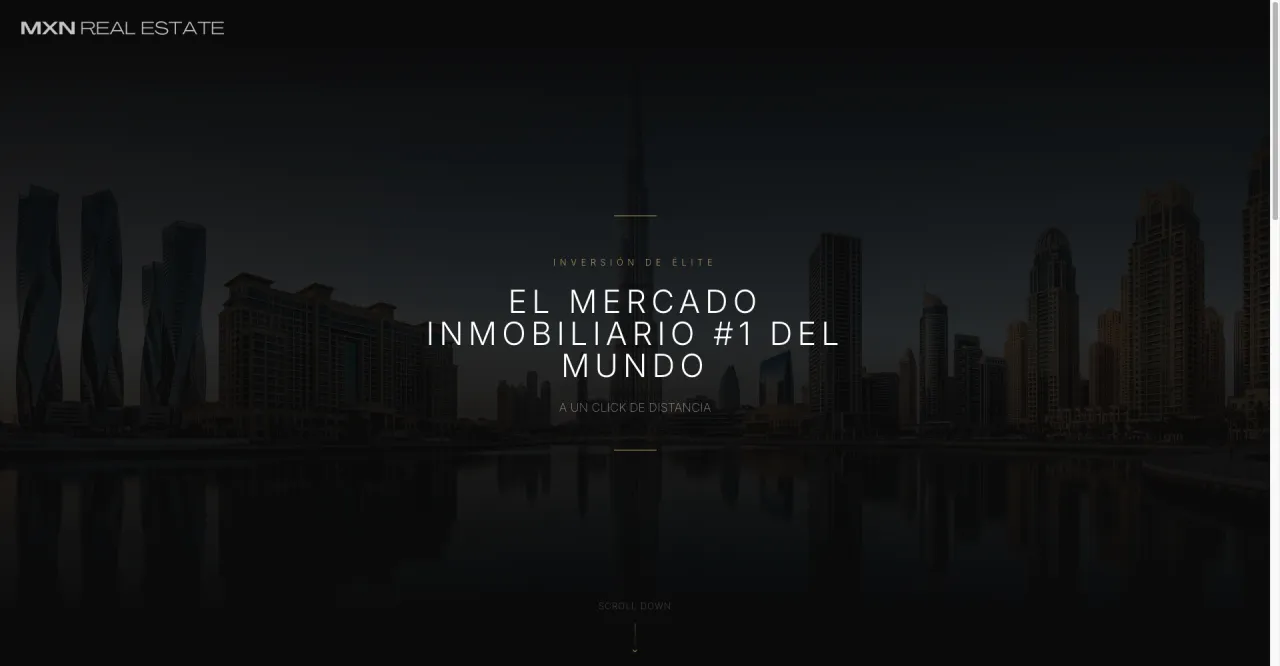 MXN Real Estate elite investment landing page: the number one real estate market in the world