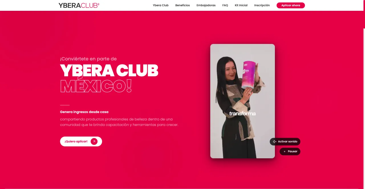 Ybera Club México website for ambassador recruitment