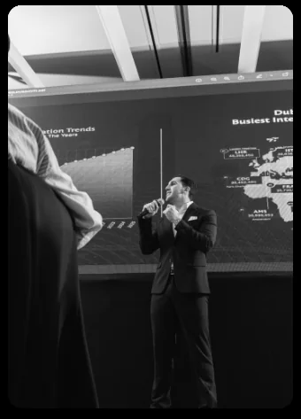 On-screen presentation showing Dubai real-estate market data.